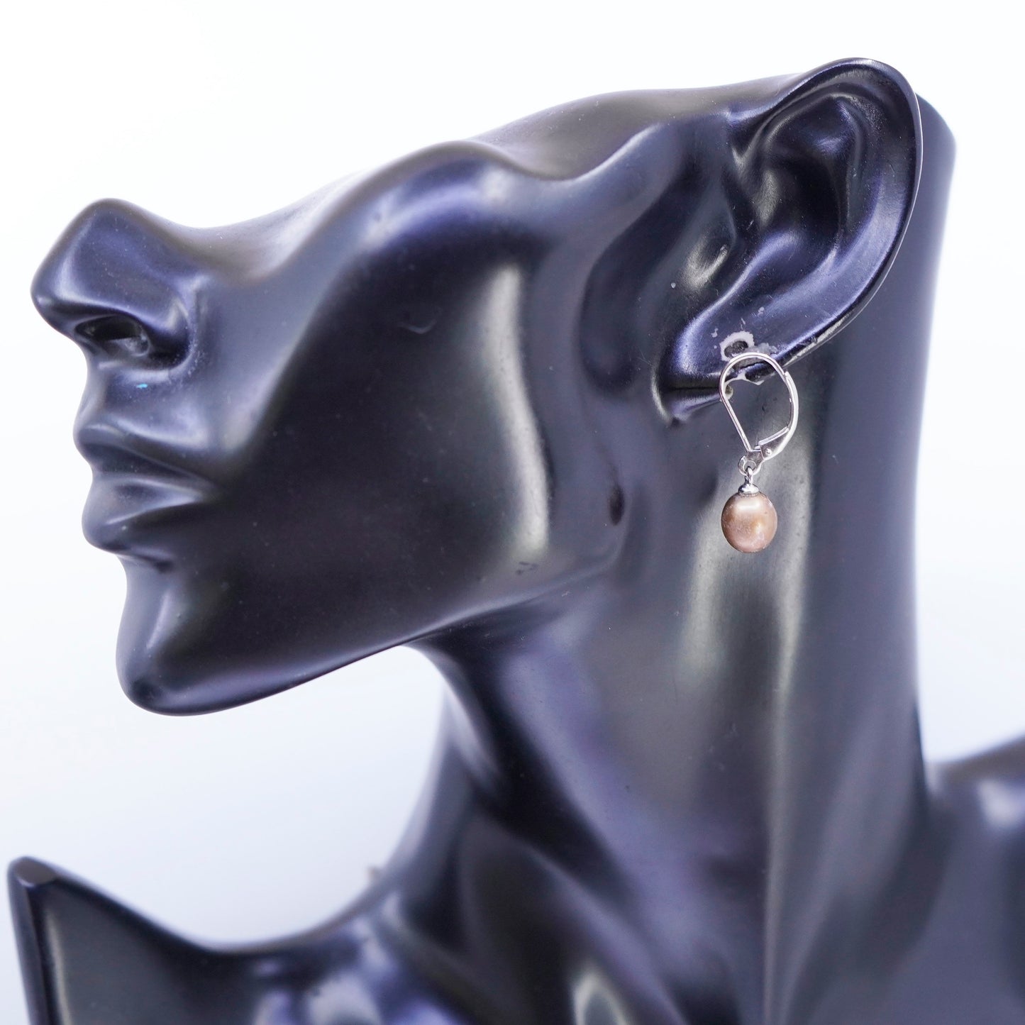 Vintage Sterling 925 silver handmade earrings with freshwater pearl