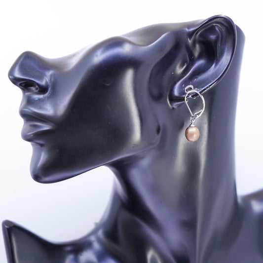 Vintage Sterling 925 silver handmade earrings with freshwater pearl