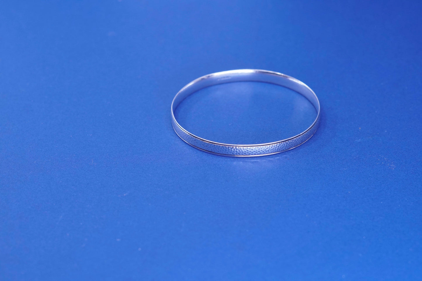 8”, vintage sterling silver handmade bracelet, 925 hammered textured bangle