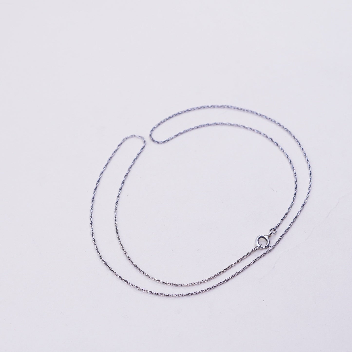 20” 1mm, vintage sterling silver necklace, 925 Singapore rope chain