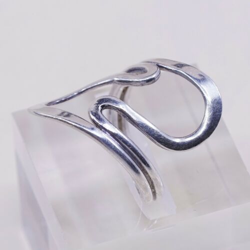 Sz 6.75 Vtg Sterling Silver Handmade Ring 925 Band Wavy, Stamped 925