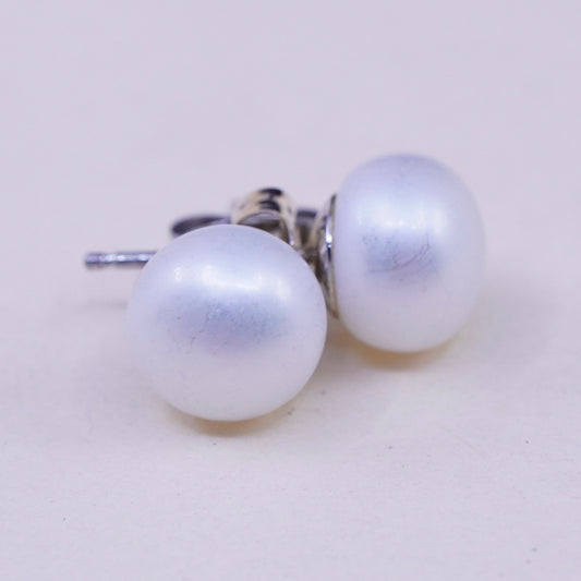 Vintage sterling silver earrings, 925 studs with pearl
