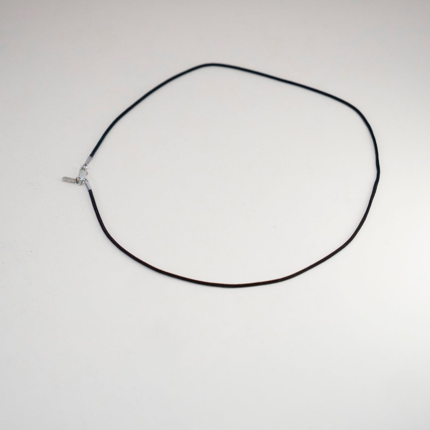 17”, vintage Sterling 925 Silver Clasp W/ black silk Necklace
