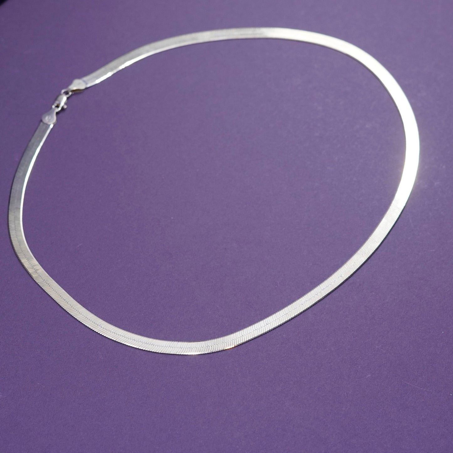 18”, Italy vermeil gold over Sterling silver herringbone chain, 925 necklace