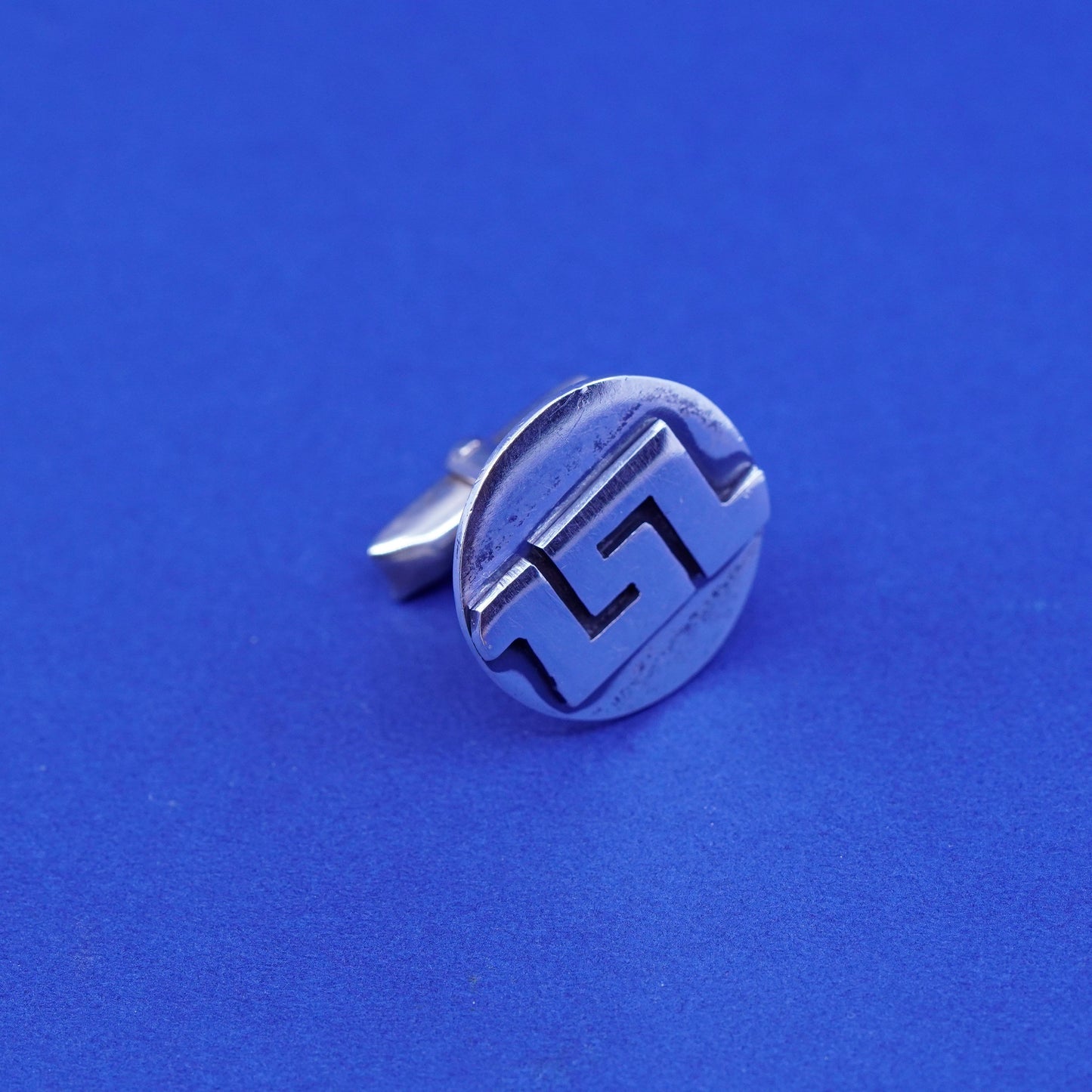 Vintage sterling silver Handmade cufflinks, Mexico 925 cuff links Greek key