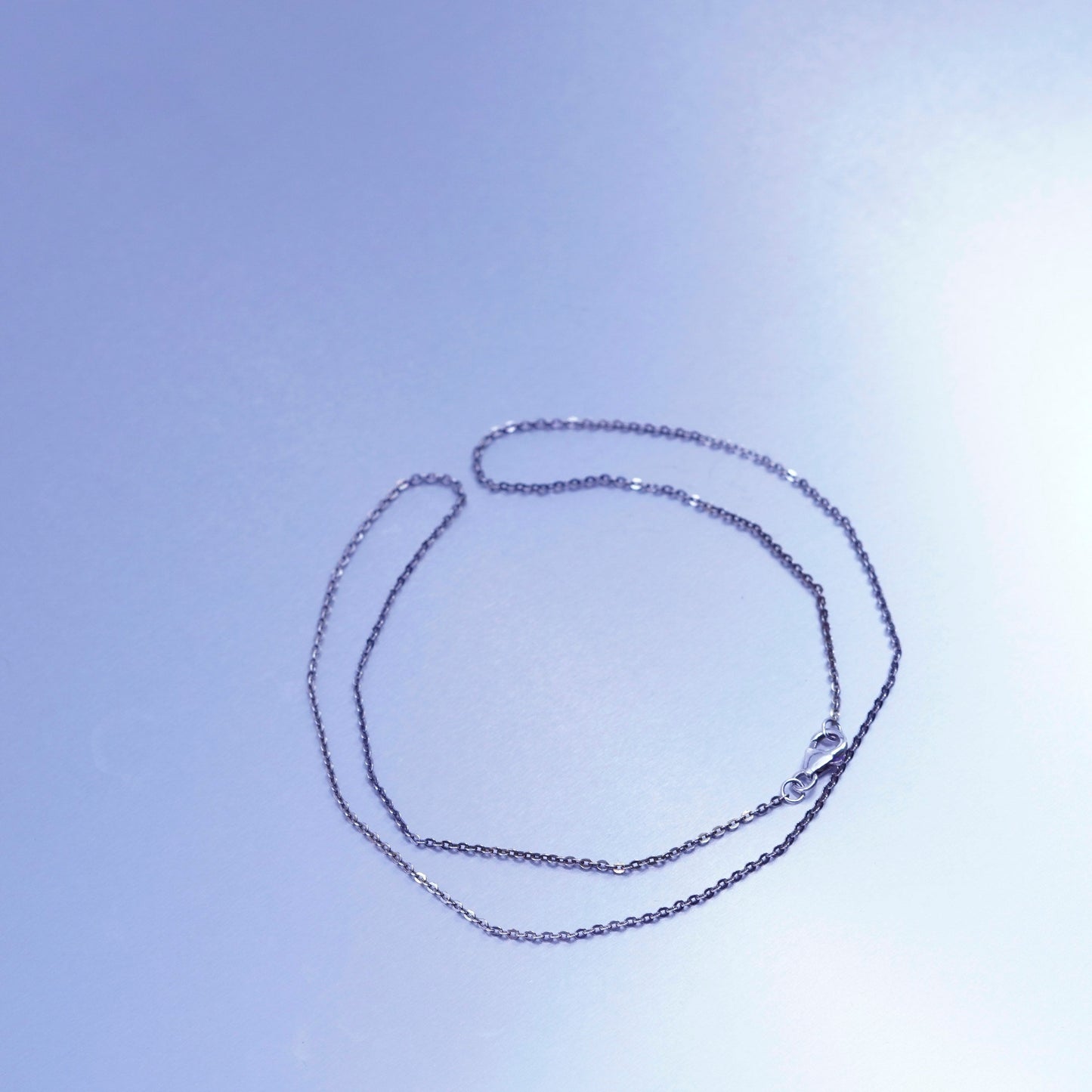 18” 1mm, vintage Italy Sterling 925 silver flatten circle chain necklace