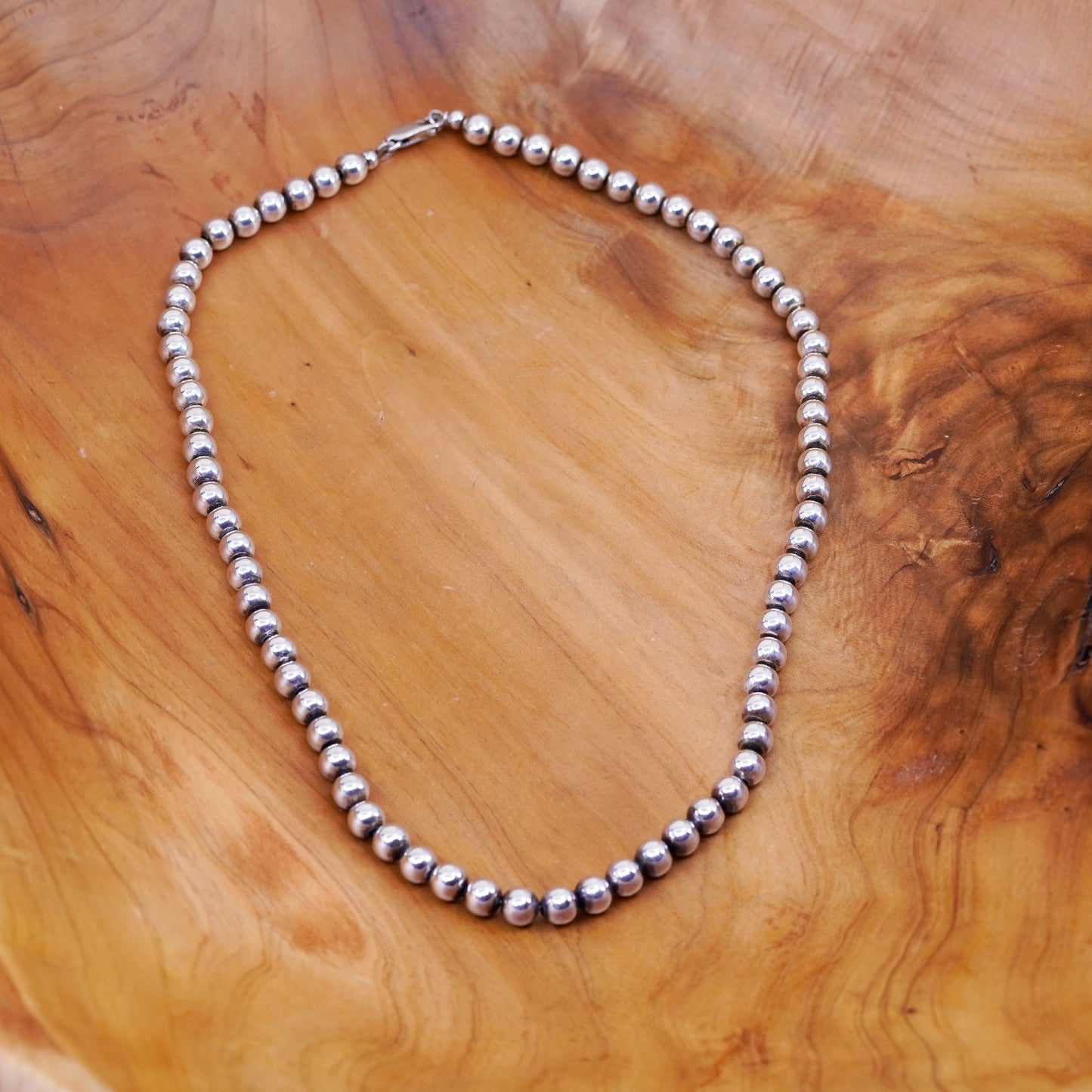 20” 7mm, vintage Sterling silver necklace, 925 bead chain