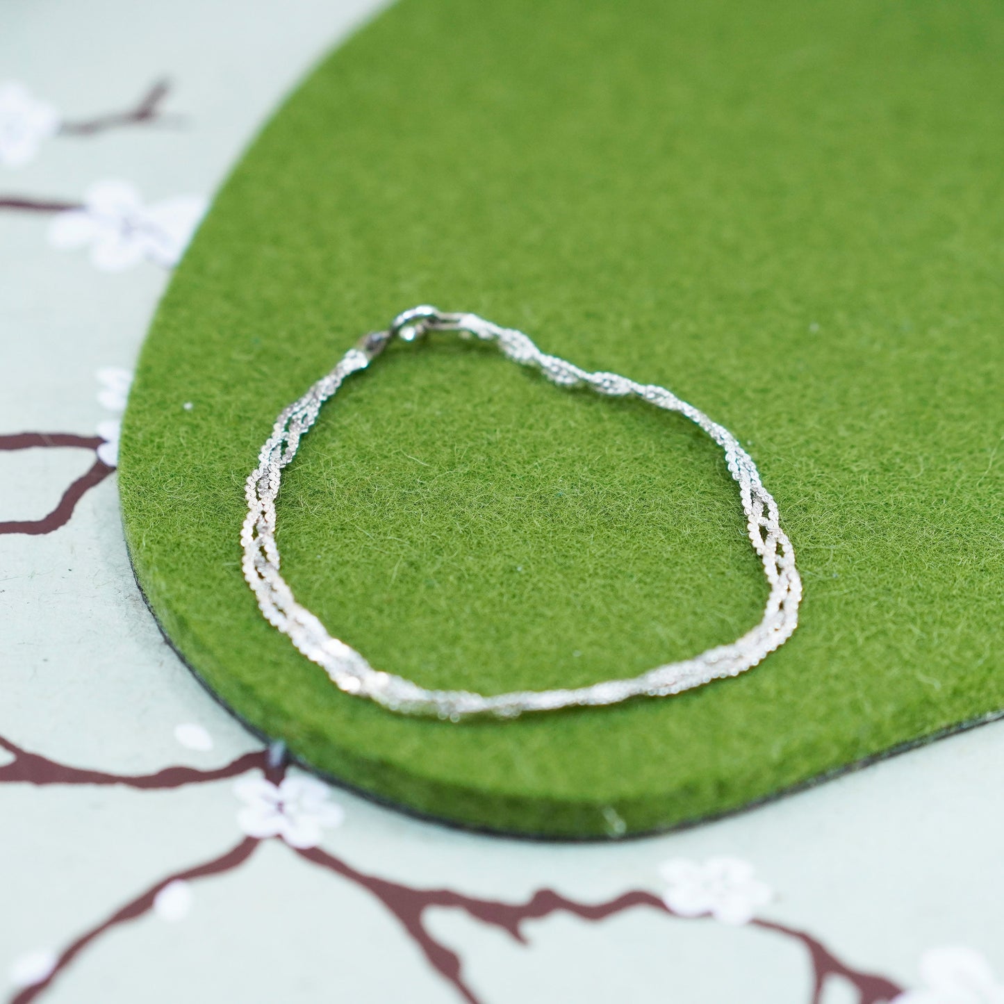 7”, sterling silver snake chain, woven braided S link bracelet 925 Italy silver