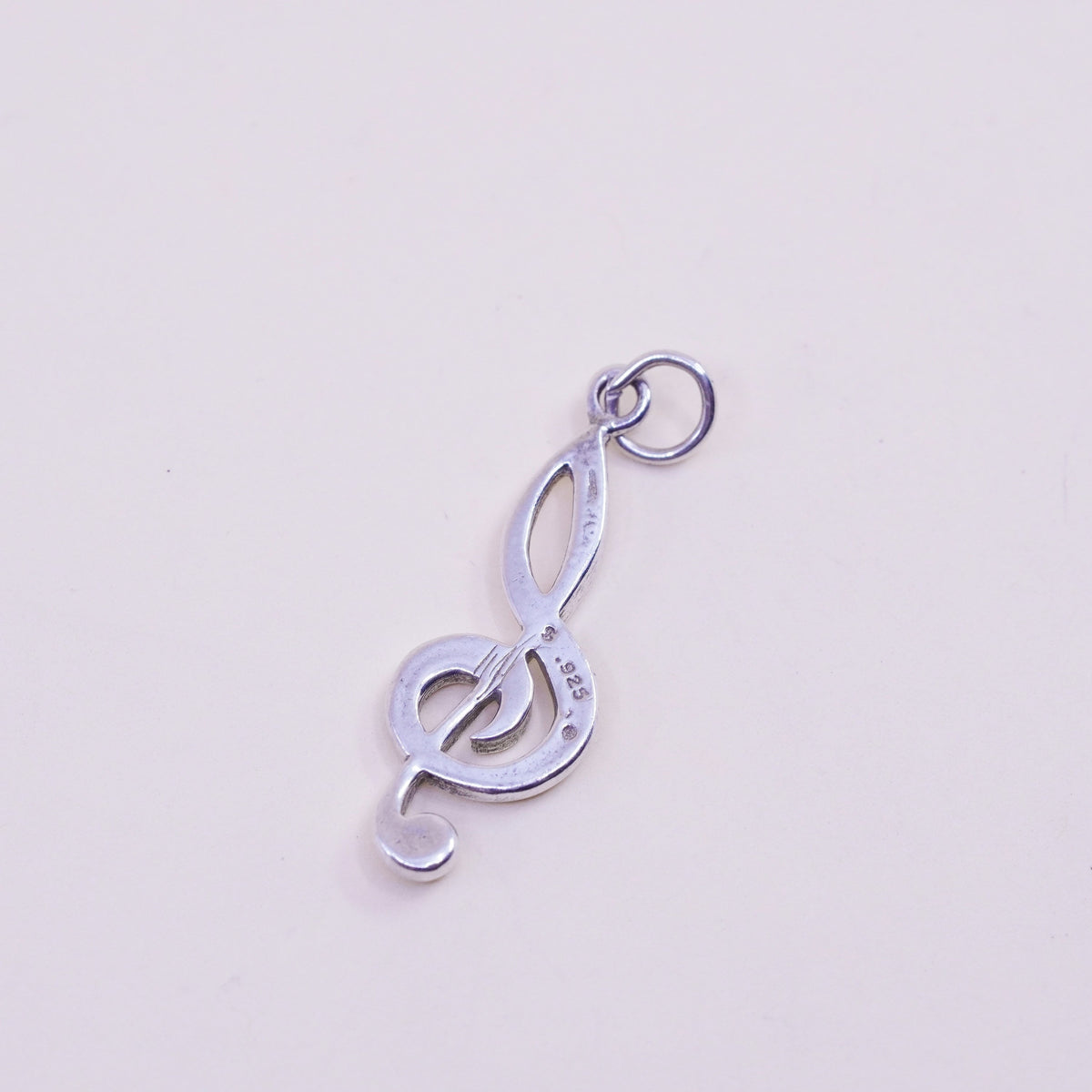 Vintage sterling silver handmade pendant, 925 music note, melody charm