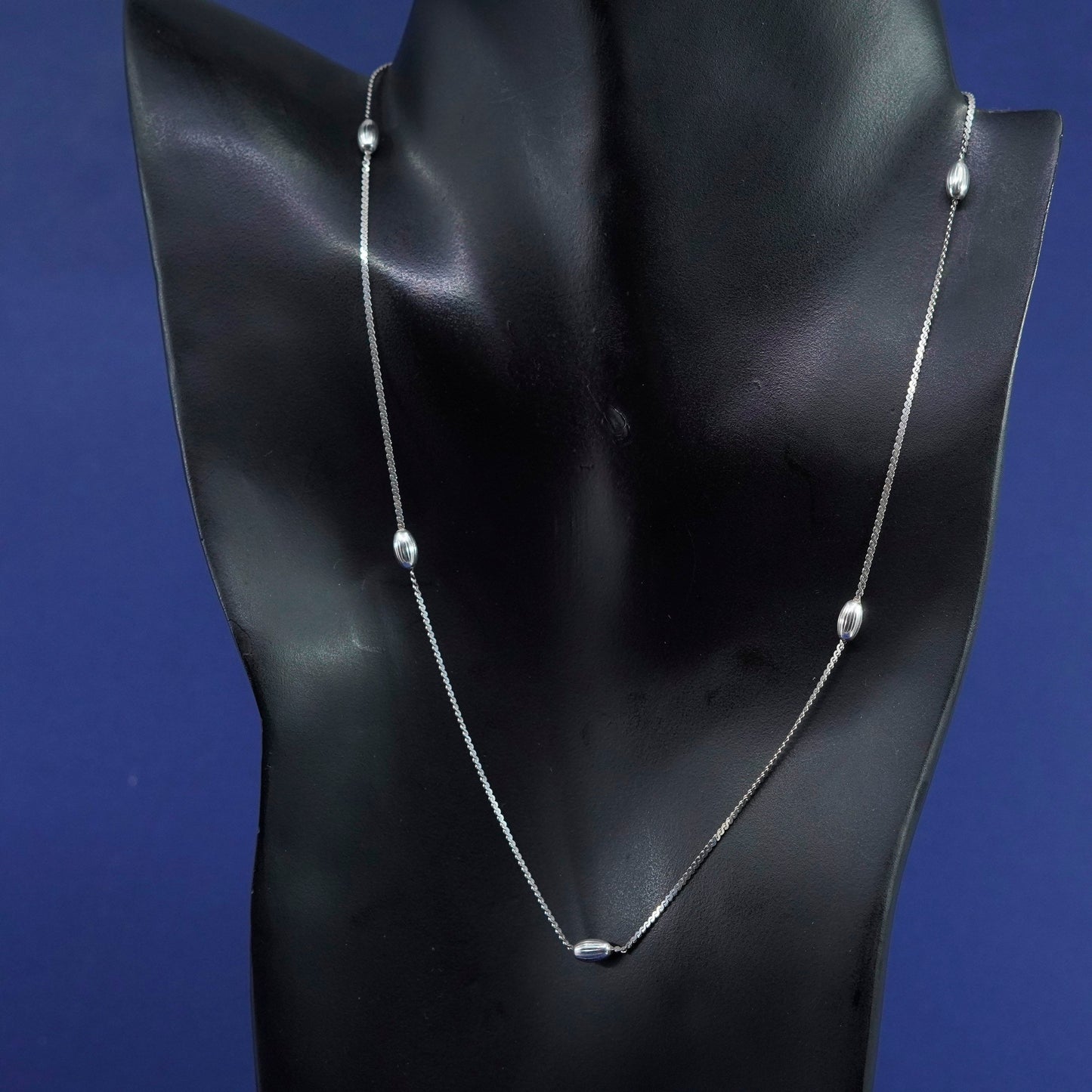 18”, 1mm, vintage Sterling silver handmade necklace, 925 s link circle beads
