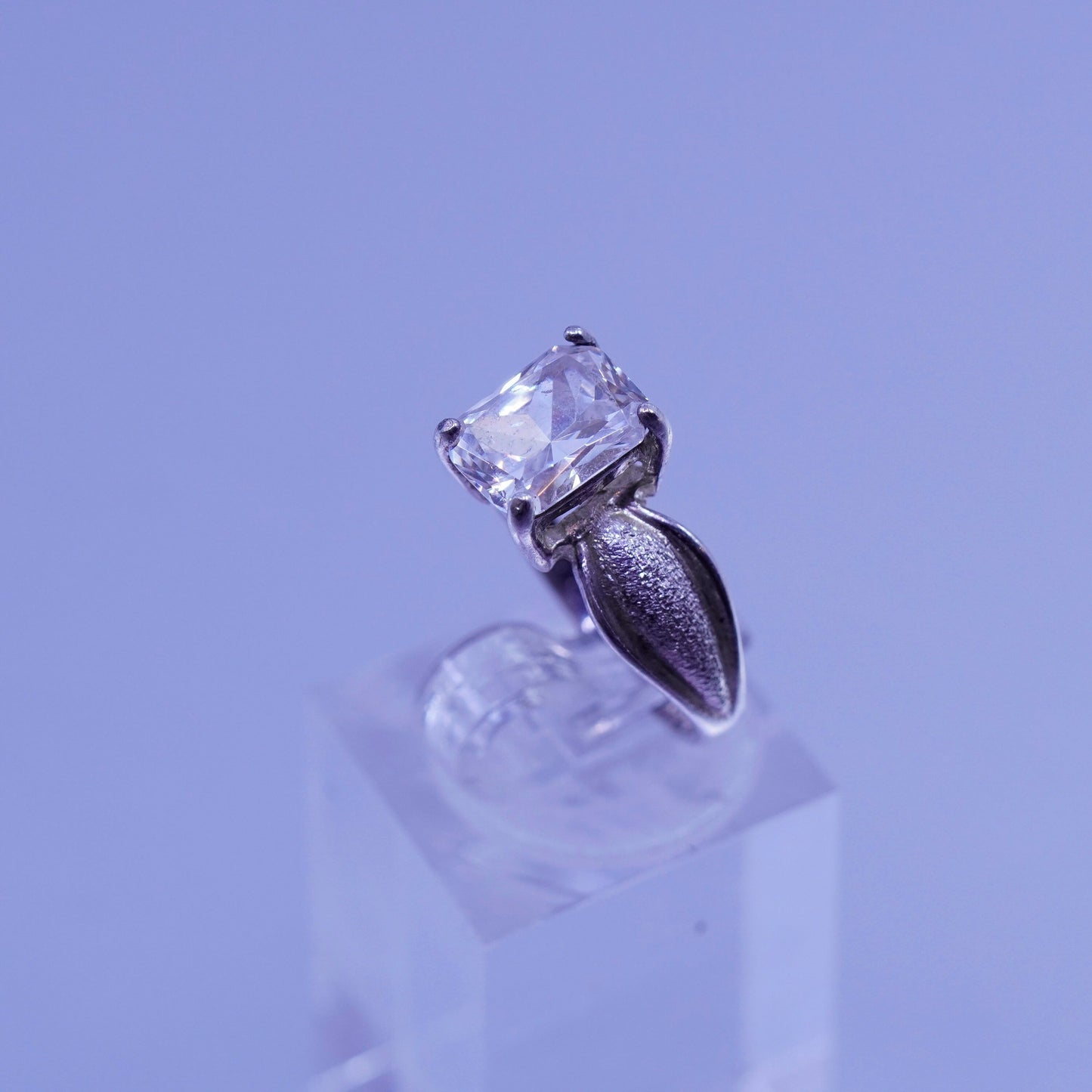 Size 6.25, vintage Sterling 925 silver handmade engagement ring with Cz