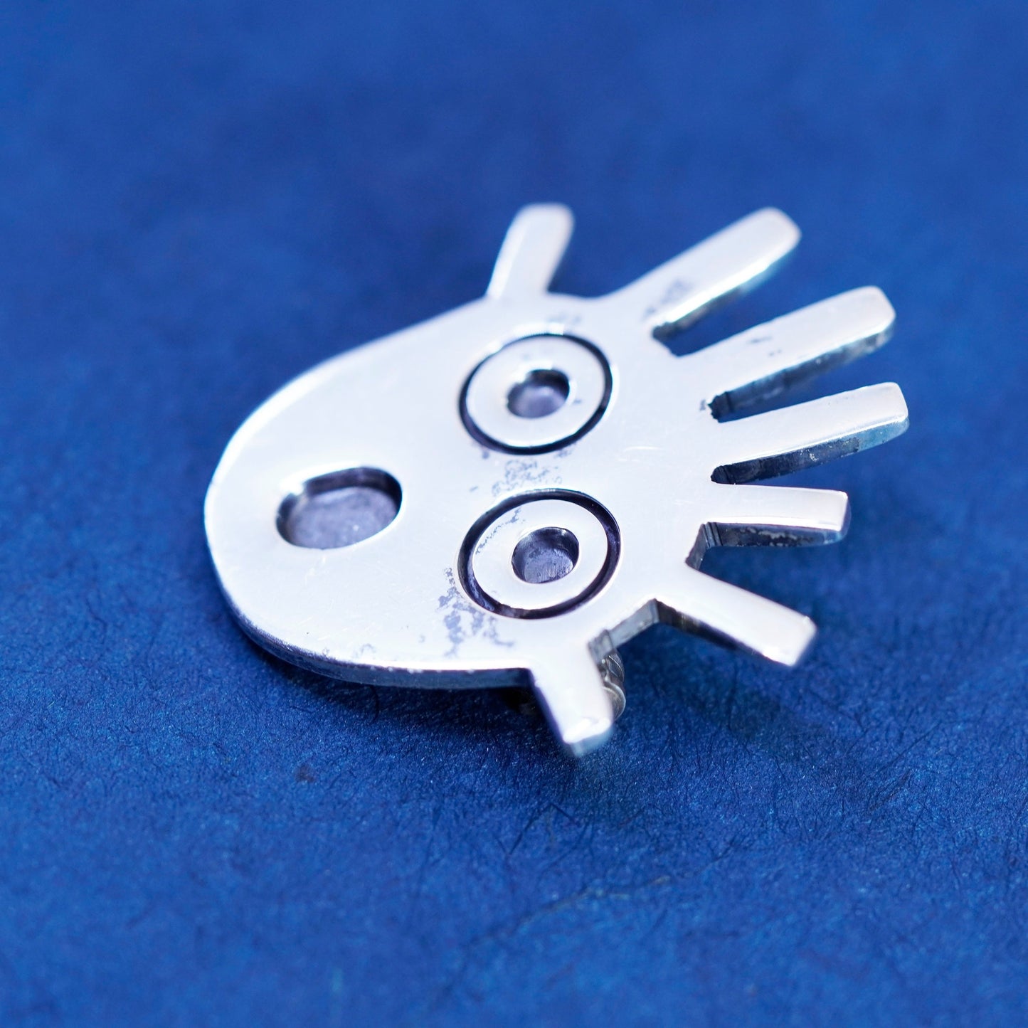 Vintage Mexico Sterling silver handmade brooch, 925 comedy face pin pendant
