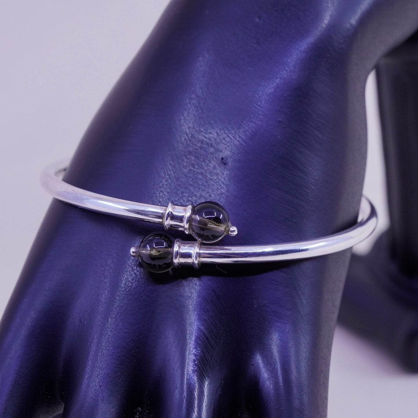7.5”, sterling silver contemporary handmade bracelet, 925 wrap cuff topaz beads
