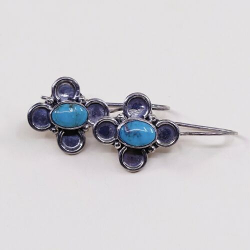 Amazing handmade Sterling Silver earrings, 925 Turquoise Dangles