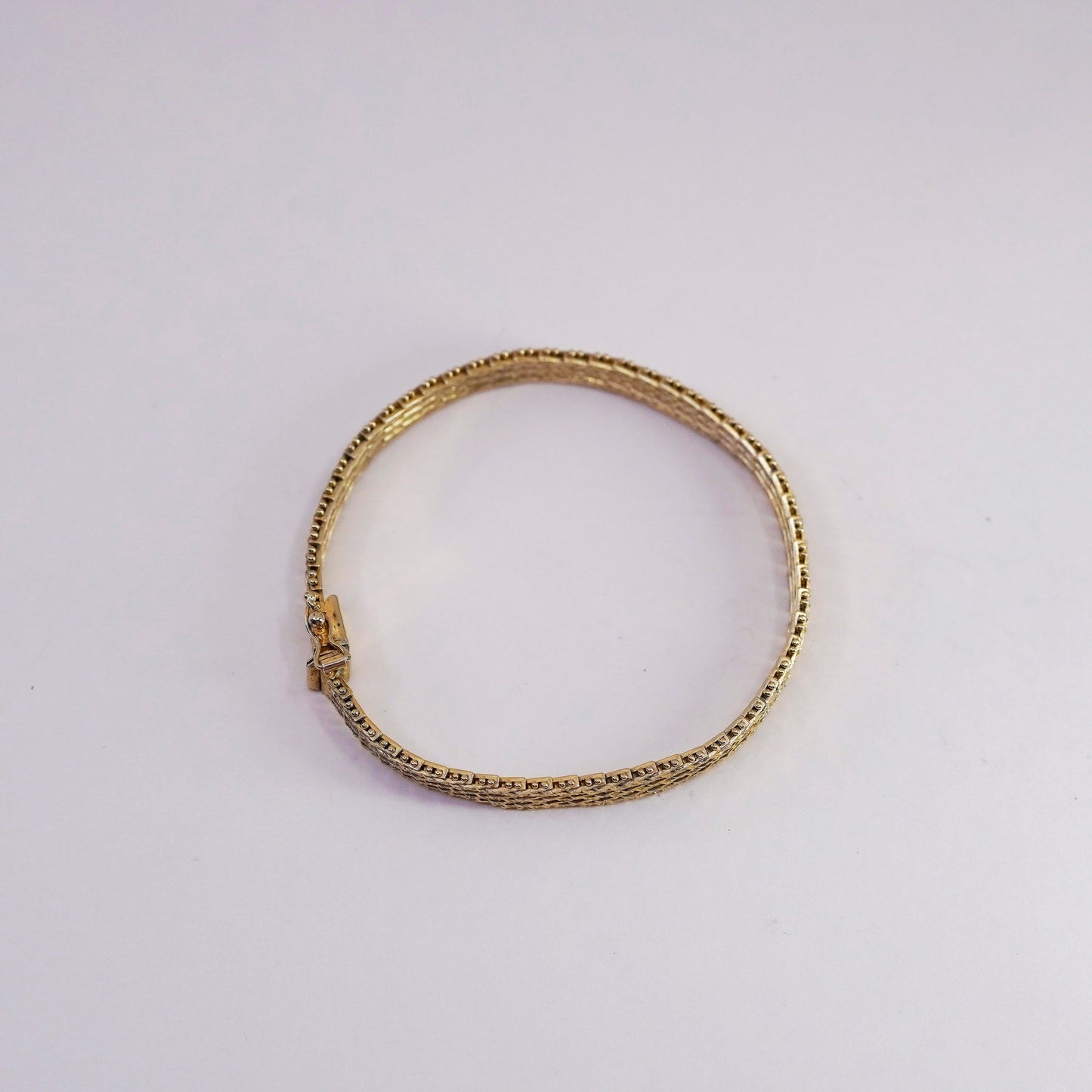 8”, two tone vermeil gold sterling silver bracelet, Italy 925 Riccio chain