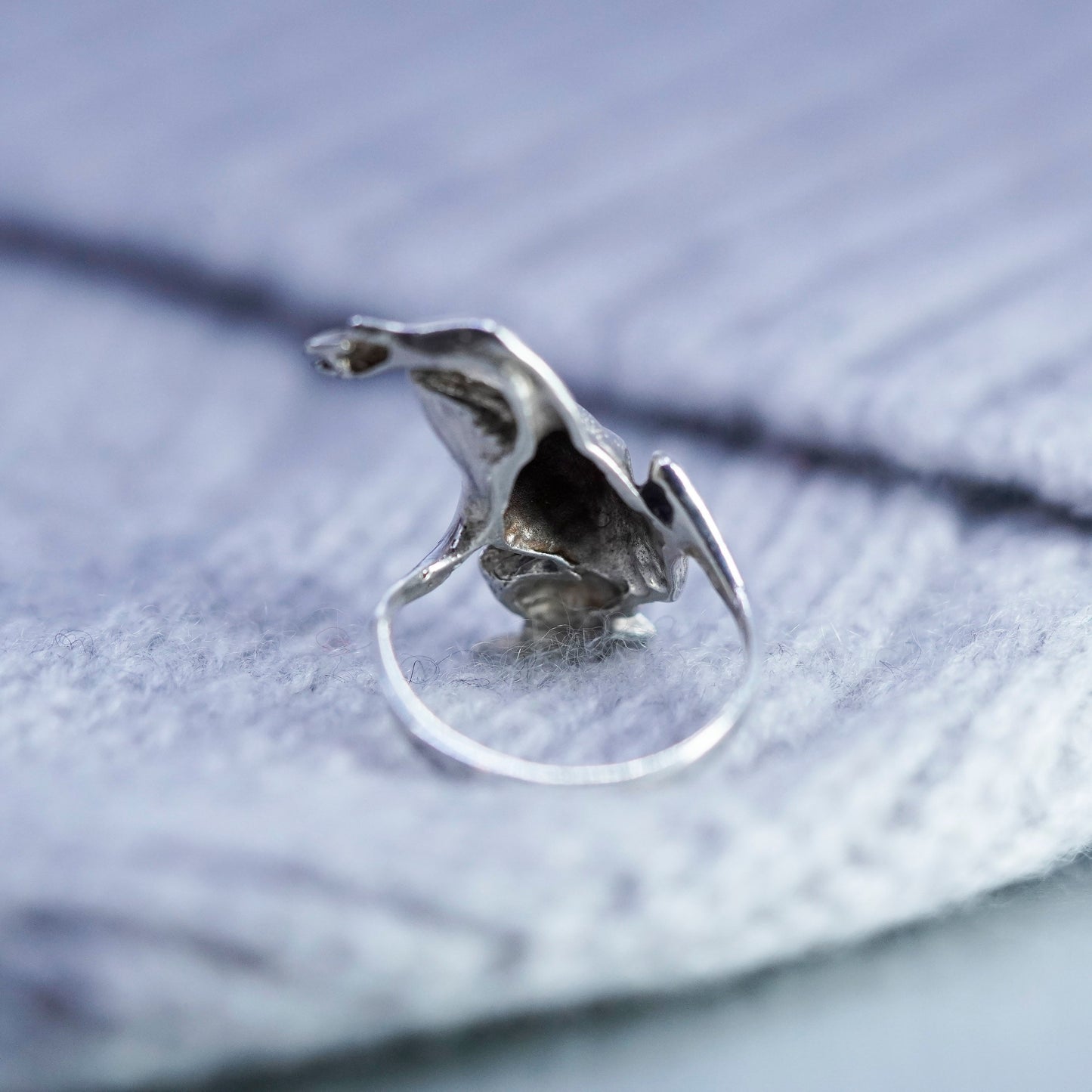 Size 8.25, vintage Sterling 925 silver handmade frog ring