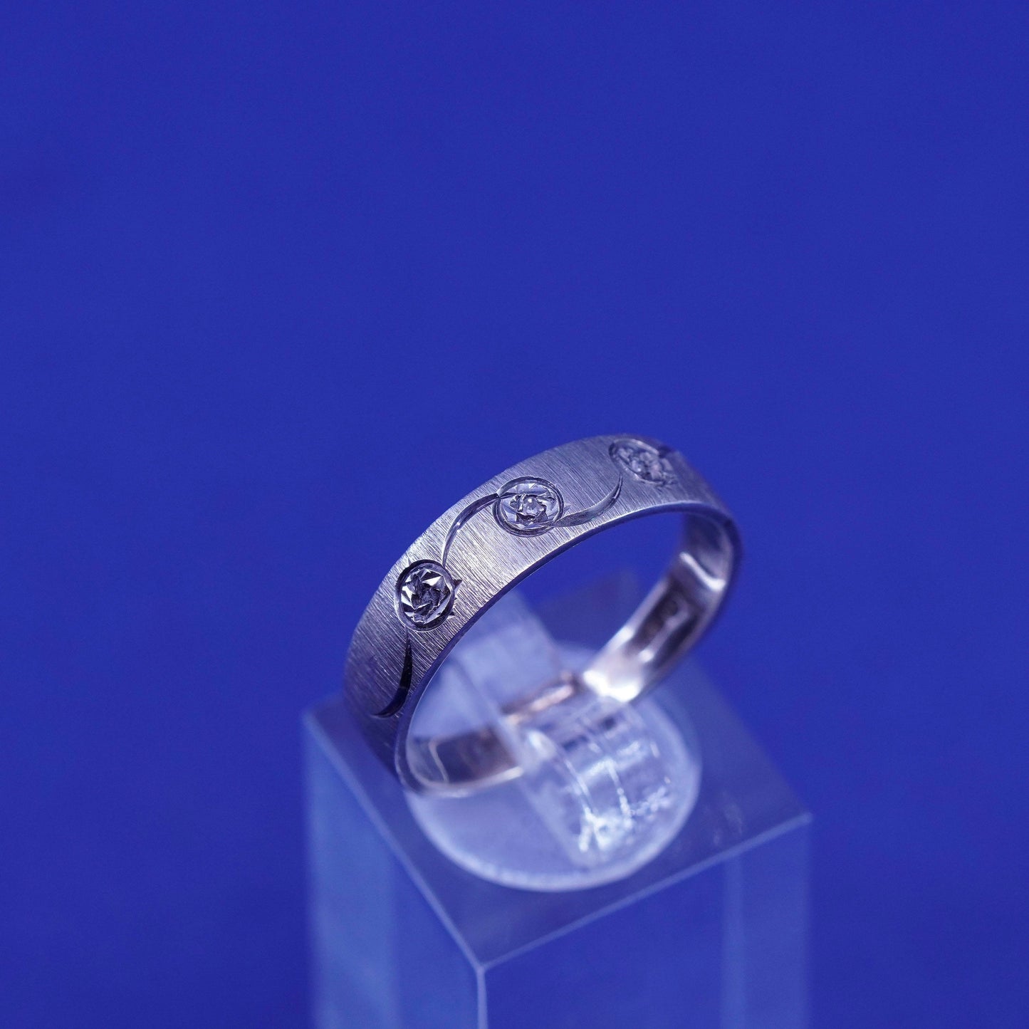 Size 10, vintage Sterling silver handmade ring, 925 band with diamond