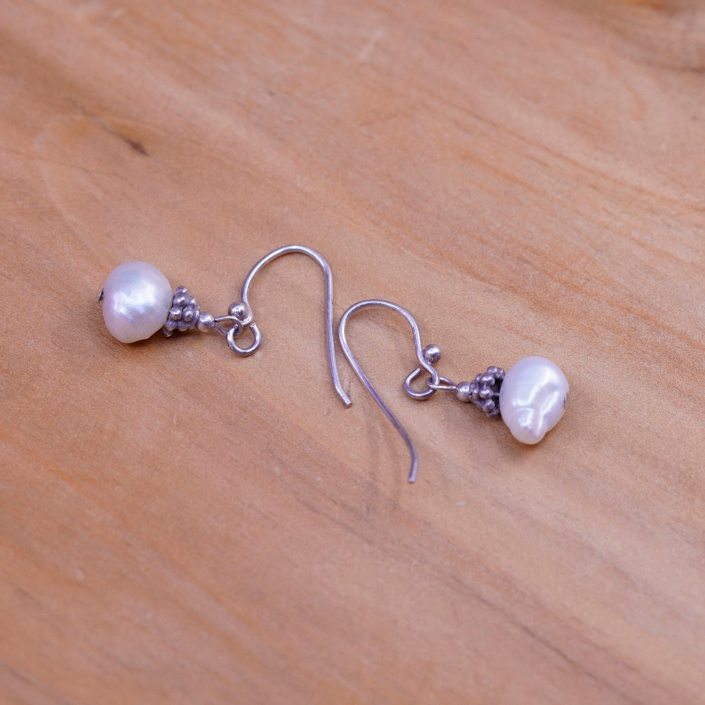 Vintage Sterling 925 silver handmade earrings with pearl