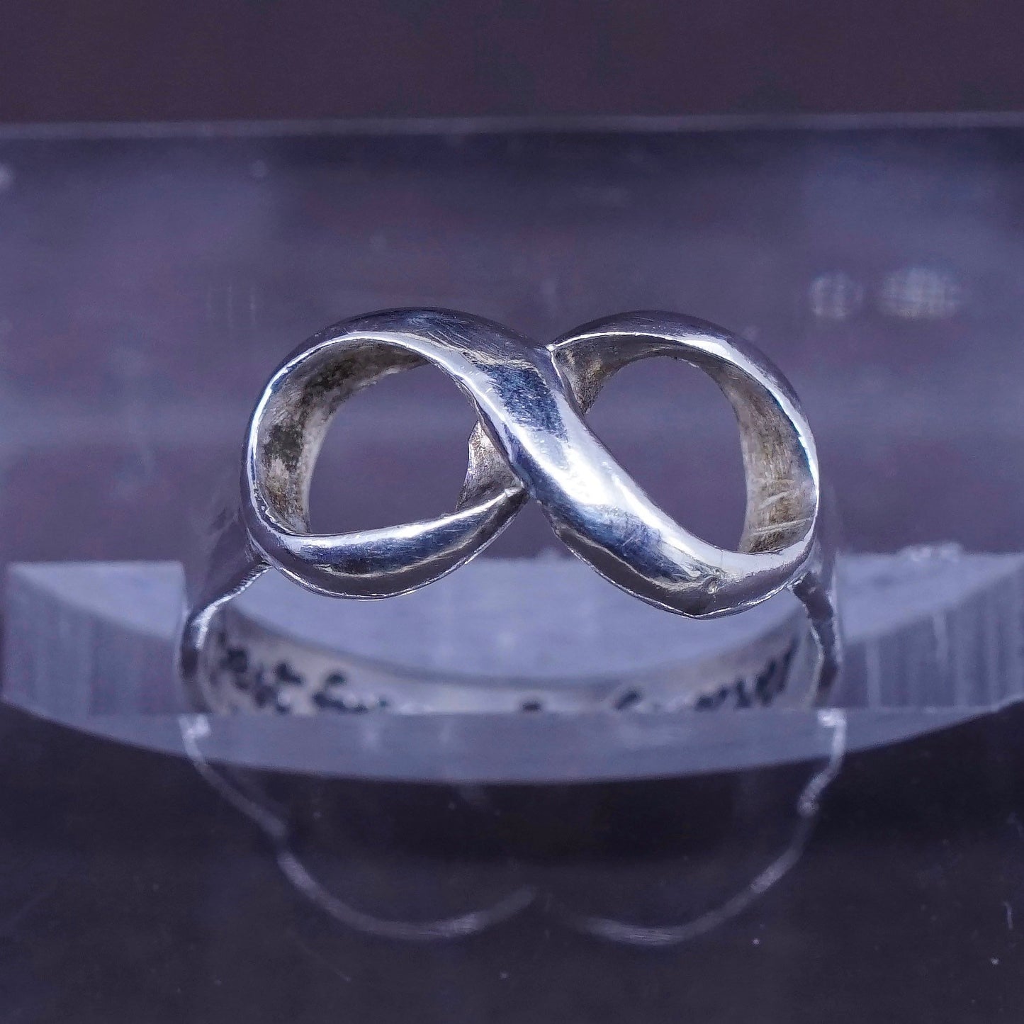 sz 5.25, Sterling silver handmade quote ring, 925 infinity band “best friends"
