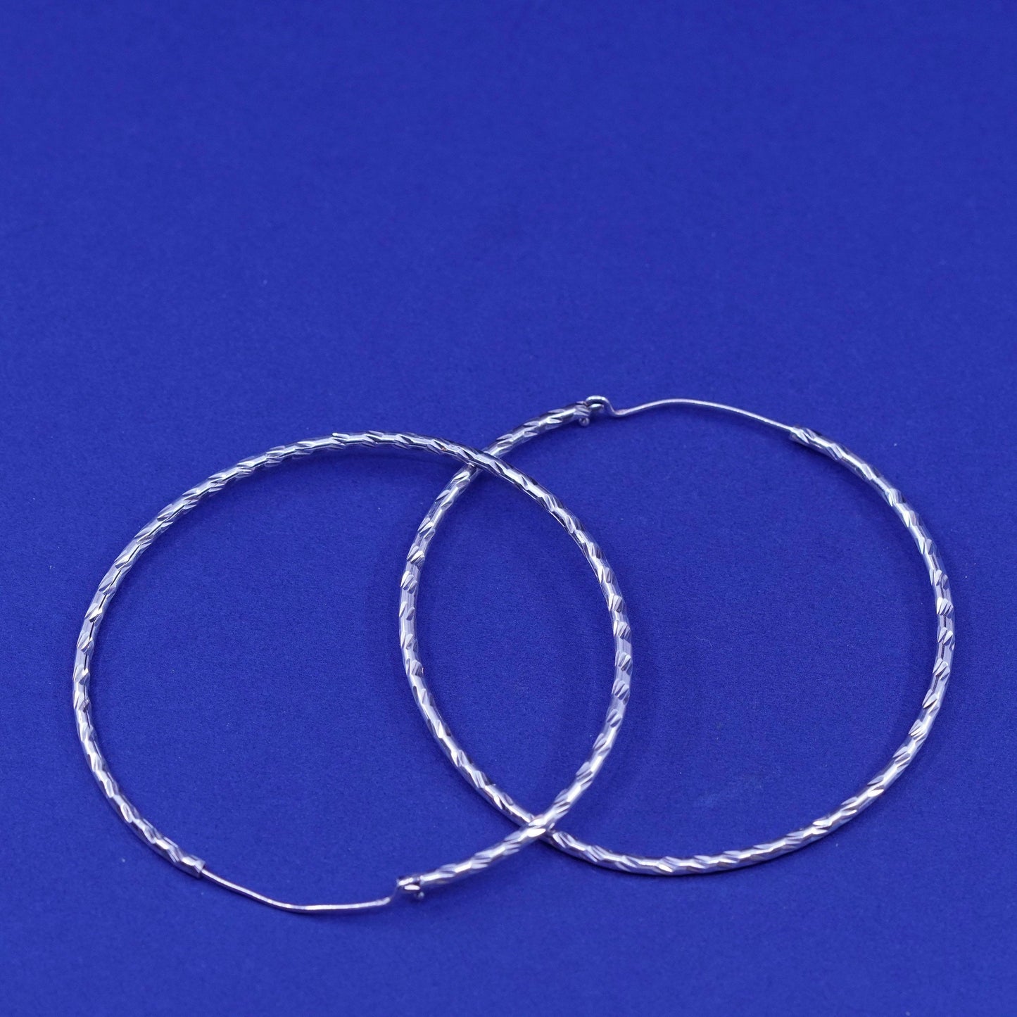 2.5”, vintage Sterling 925 silver handmade huge textured hoop earrings