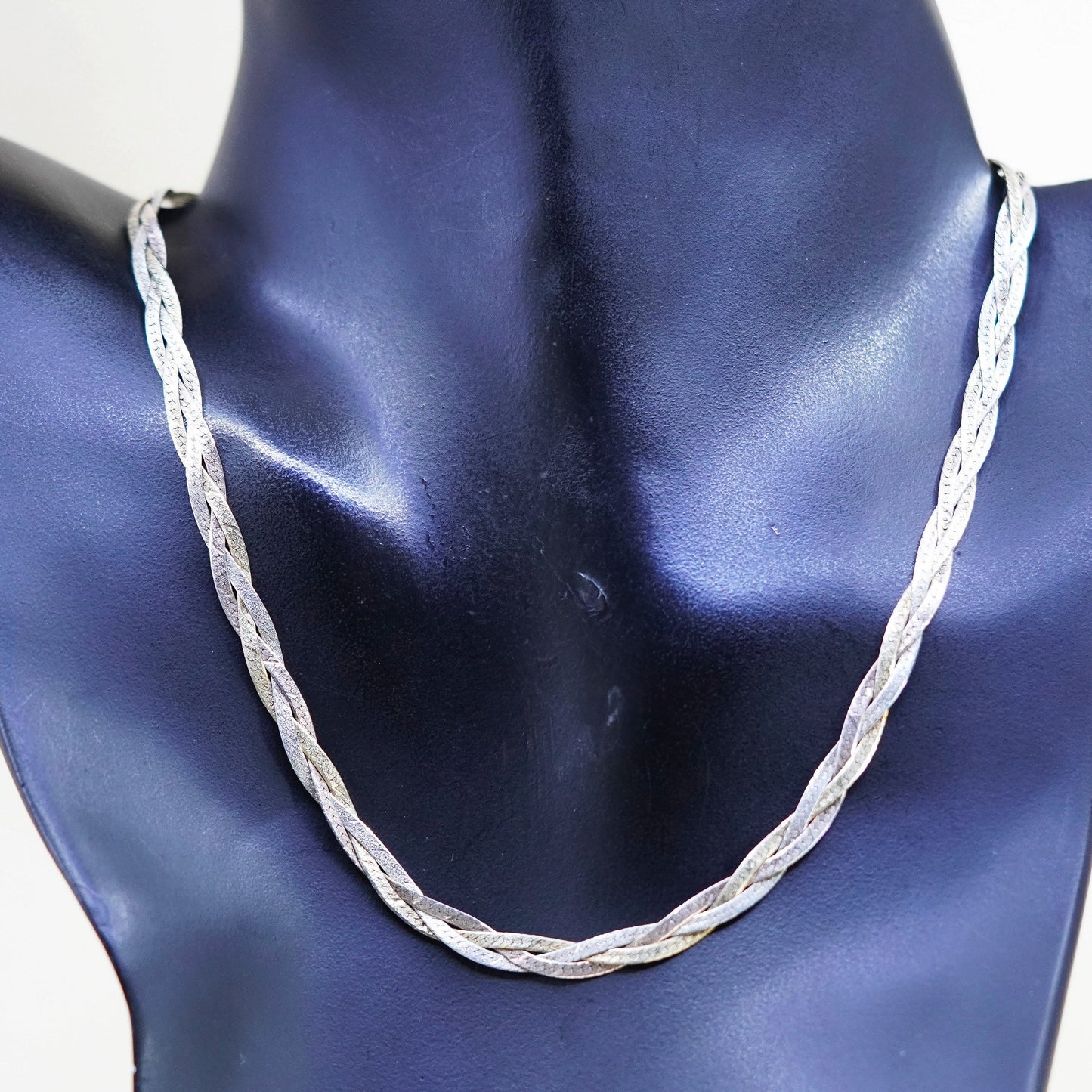 16”, milor vermeil gold sterling silver necklace 925 woven braided s link chain