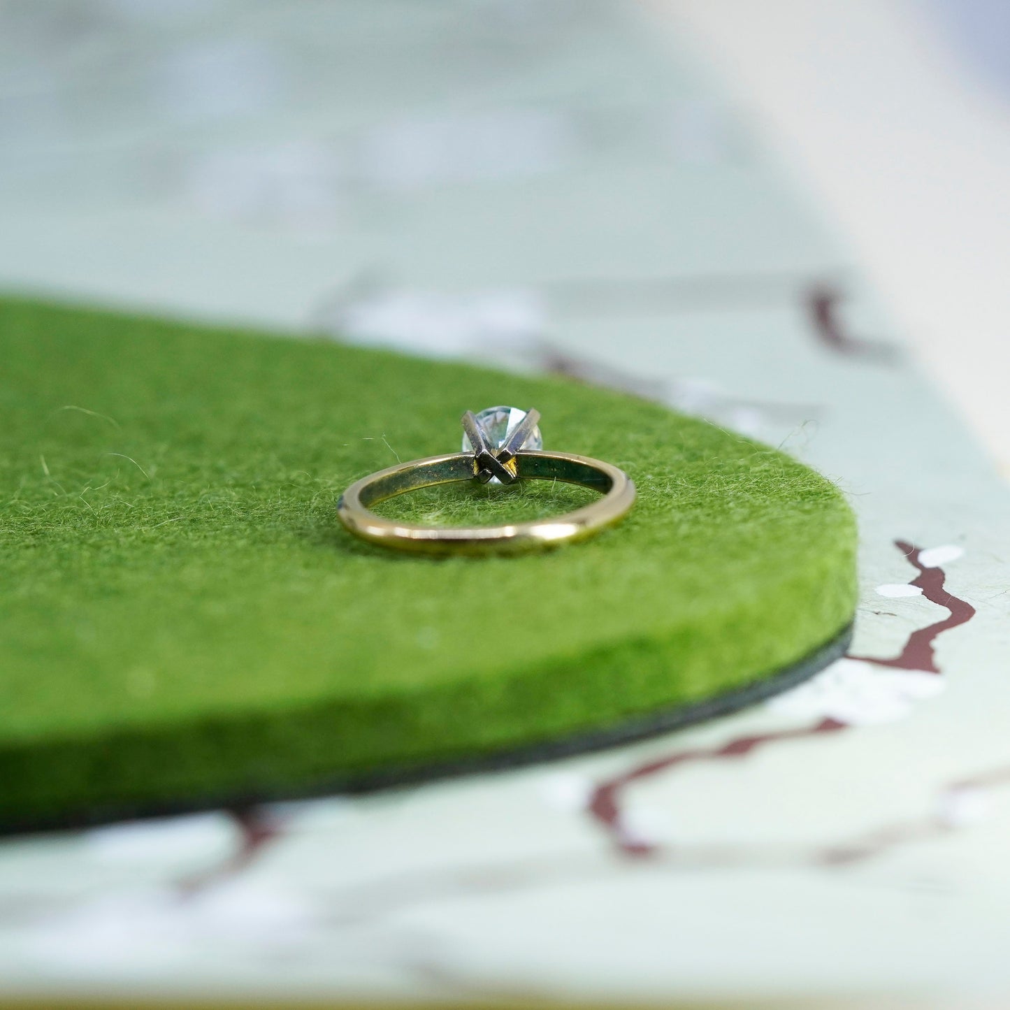 Size 7, vermeil gold over sterling silver CZ ring, 925 engagement ring