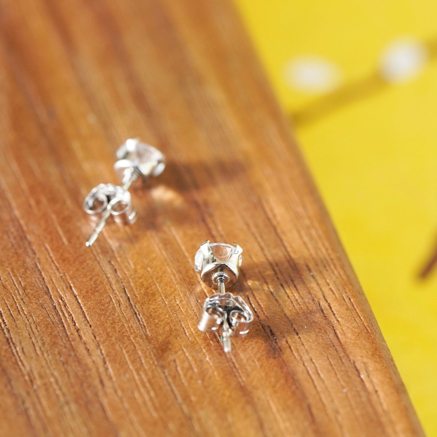 Vintage Sterling 925 silver handmade studs, earrings with crystal