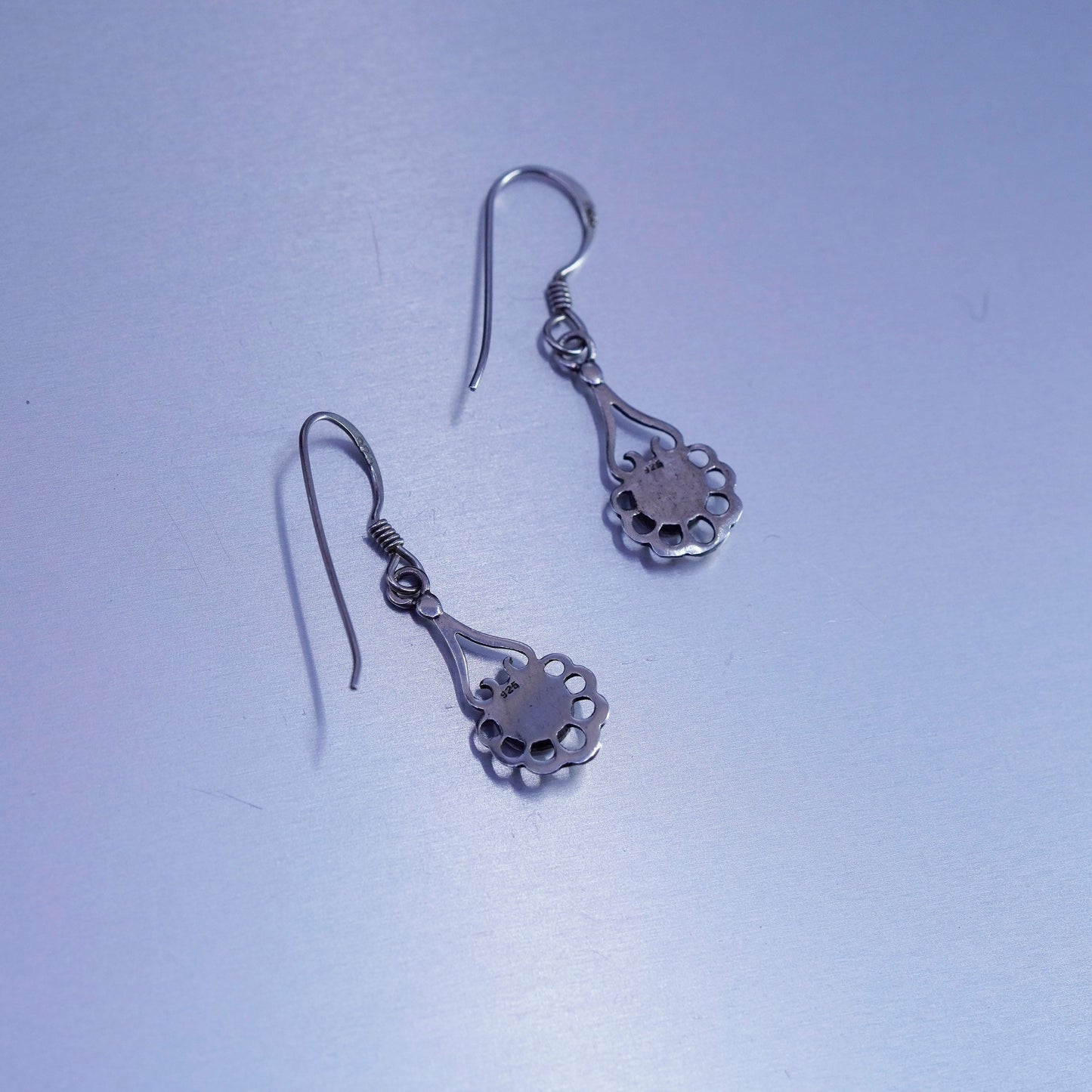Vintage Sterling 925 silver handmade earrings with black onyx