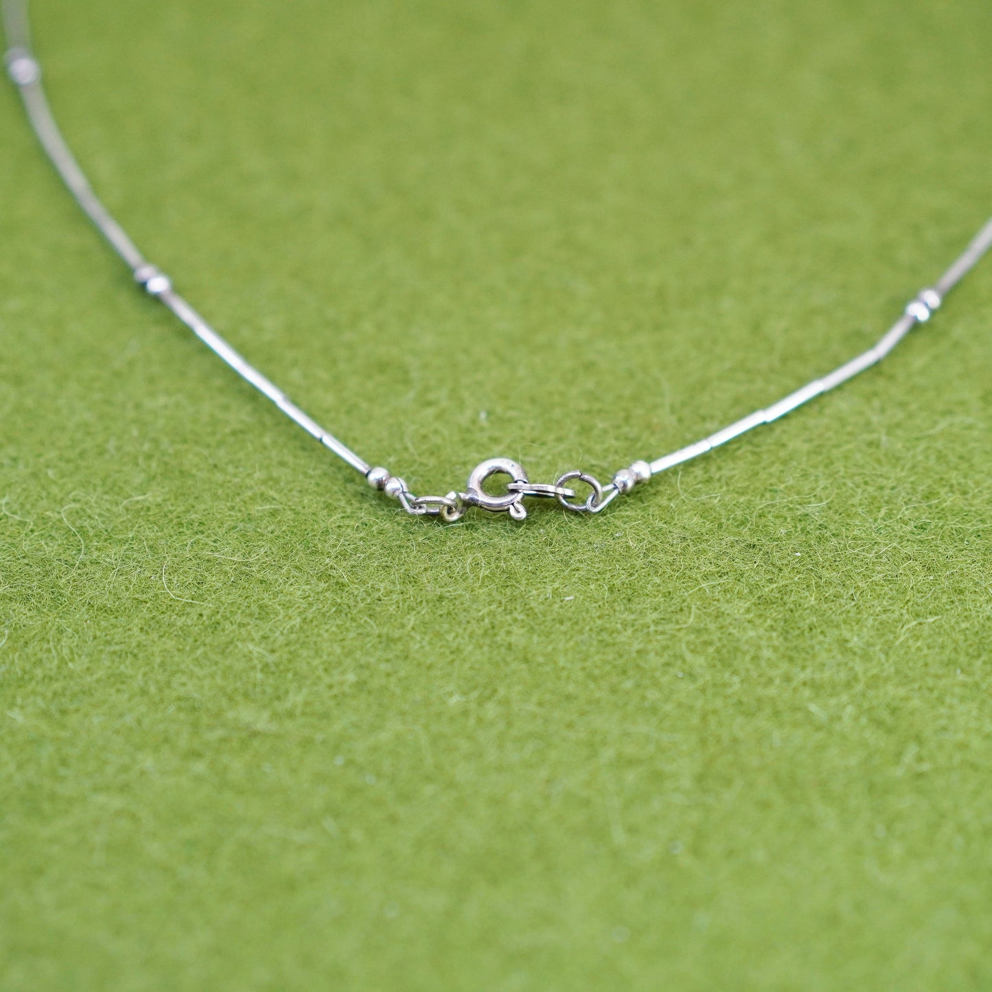16”, vintage Sterling silver handmade necklace, 925 liquid chain with beads