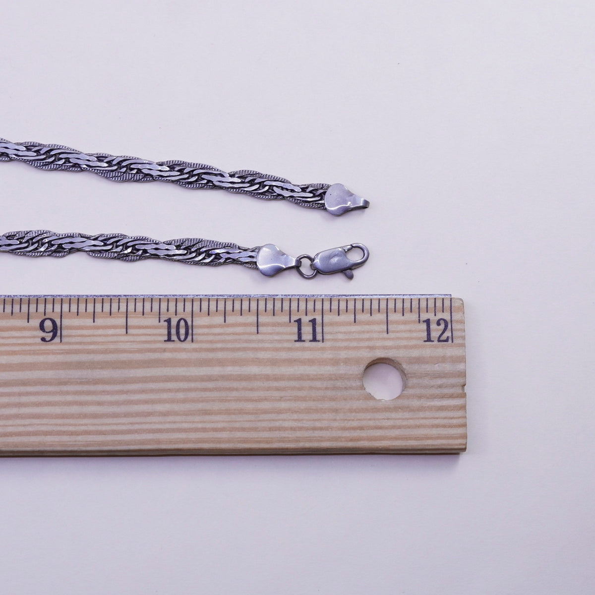 24”, 5mm, Vintage sterling silver chain, Italy flatten 925 nugget chain