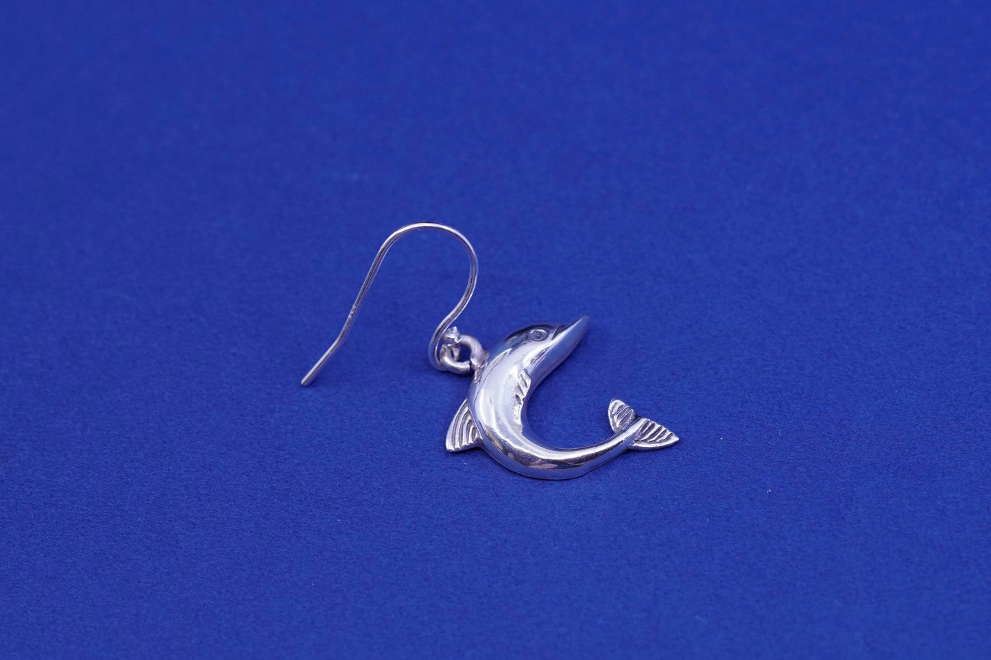 Vintage Sterling silver handmade earrings, 925 dolphin dangles