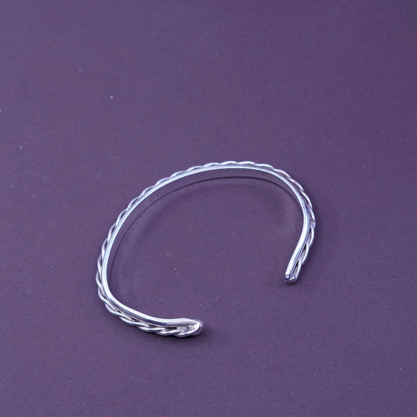 7”, Sterling silver handmade bracelet, southwestern 925 cuff with cable rope