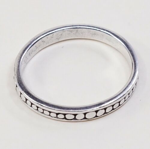 Size 8.5, Vtg stackable Sterling Silver Handmade Ring 925 Band W/ Beads
