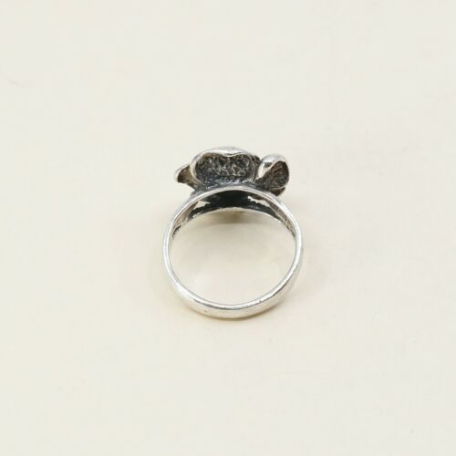 Size 10, Vtg Sterling 925 Silver Rose Bud Flower Band Ring, Stamped 925