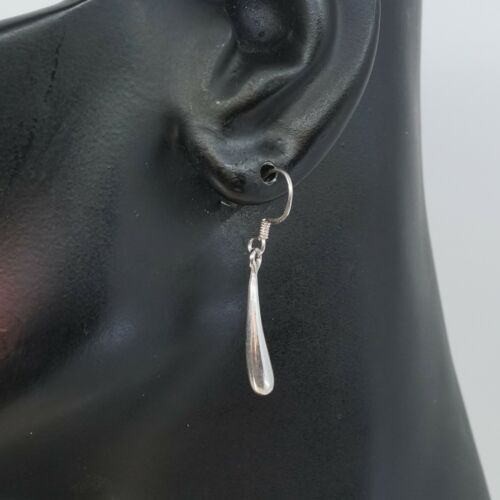 Vtg Sterling 925 Silver Handmade Puffy Teardrop Shaped Earrings