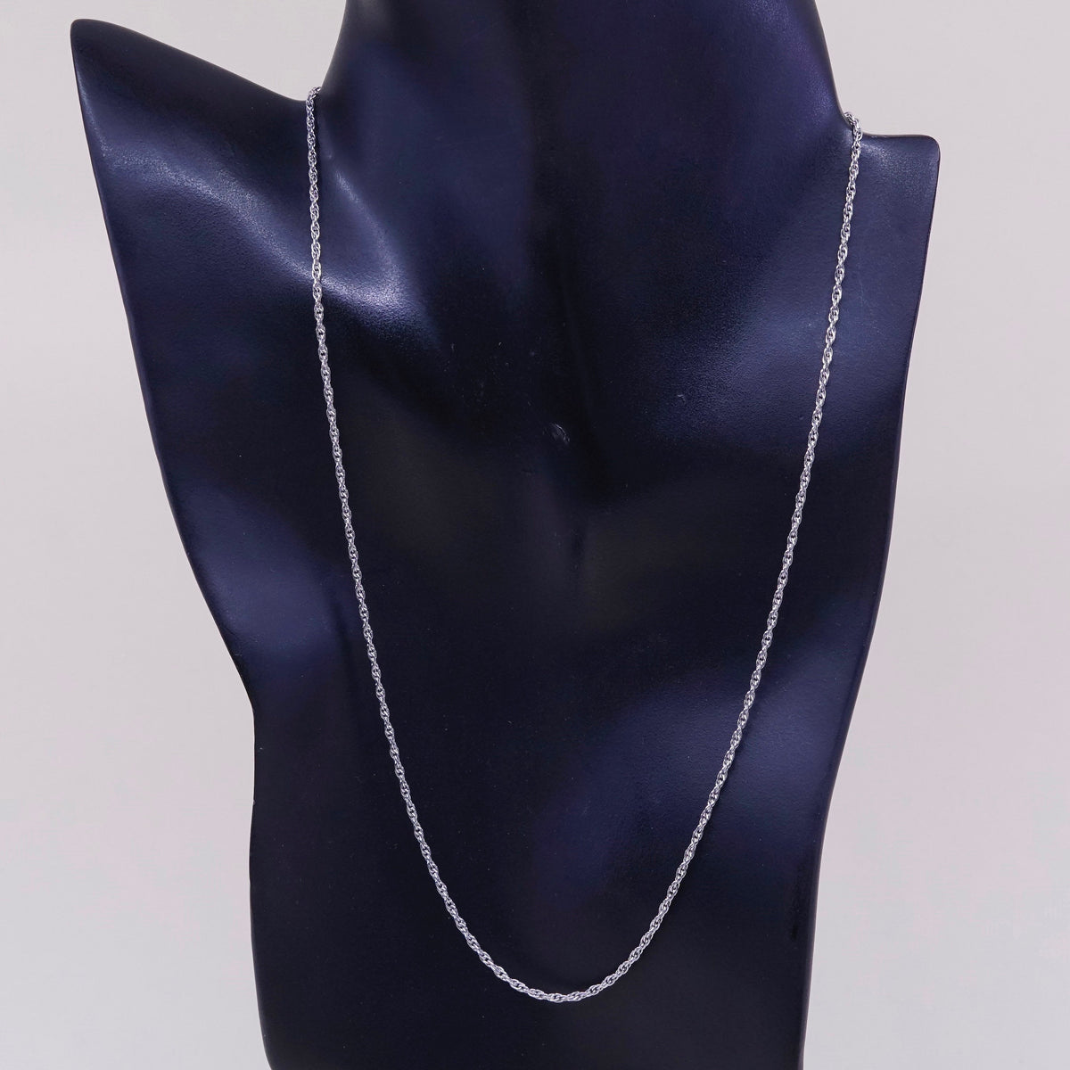 20” 1.6mm, vintage sterling silver necklace, 925 Singapore rope chain