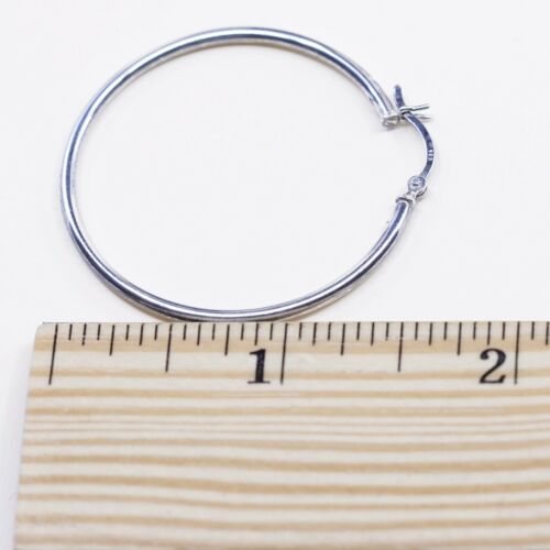 1.5” Vintage sterling silver loop earrings, fashion minimalist primitive hoops