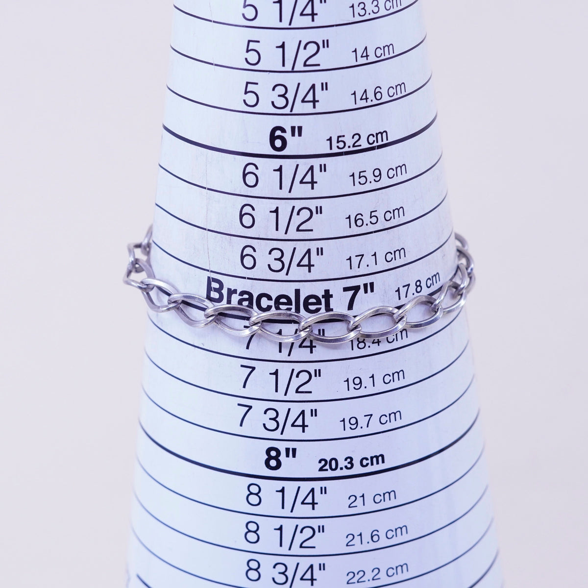 7”, 5mm, Vintage sterling 925 silver twisted curb bracelet