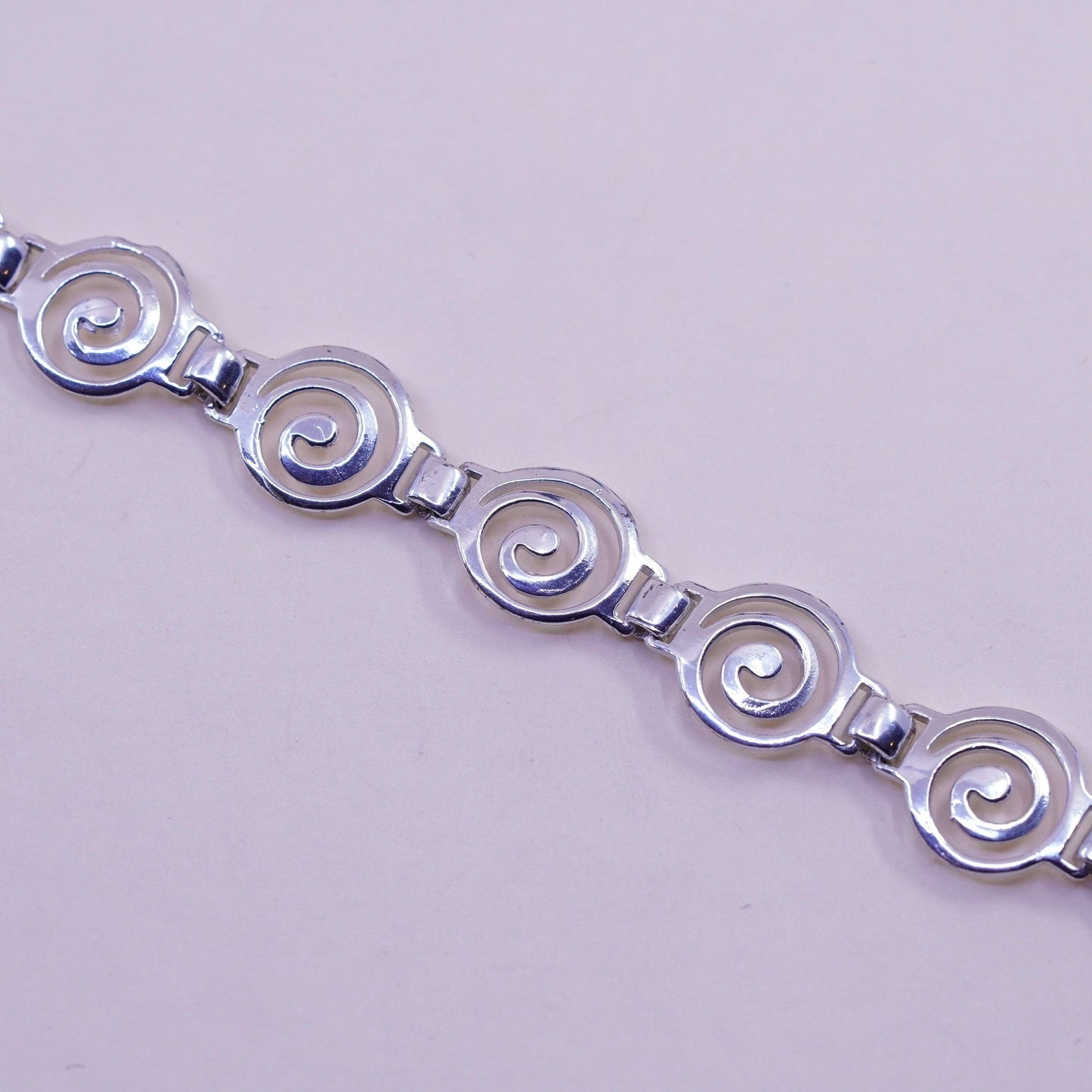 7”, Vintage OTC sterling silver charm bracelet, 925 swirly chain