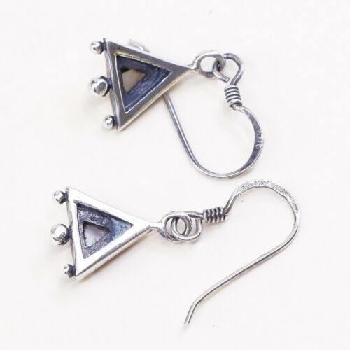 Amazing Southwestern handmade Sterling Silver earrings, 925 White Mop Dangles