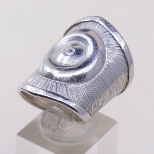 Sz 6, Vtg Sterling Silver handmade Ring. 925 modernist, Statement Embossed Ring