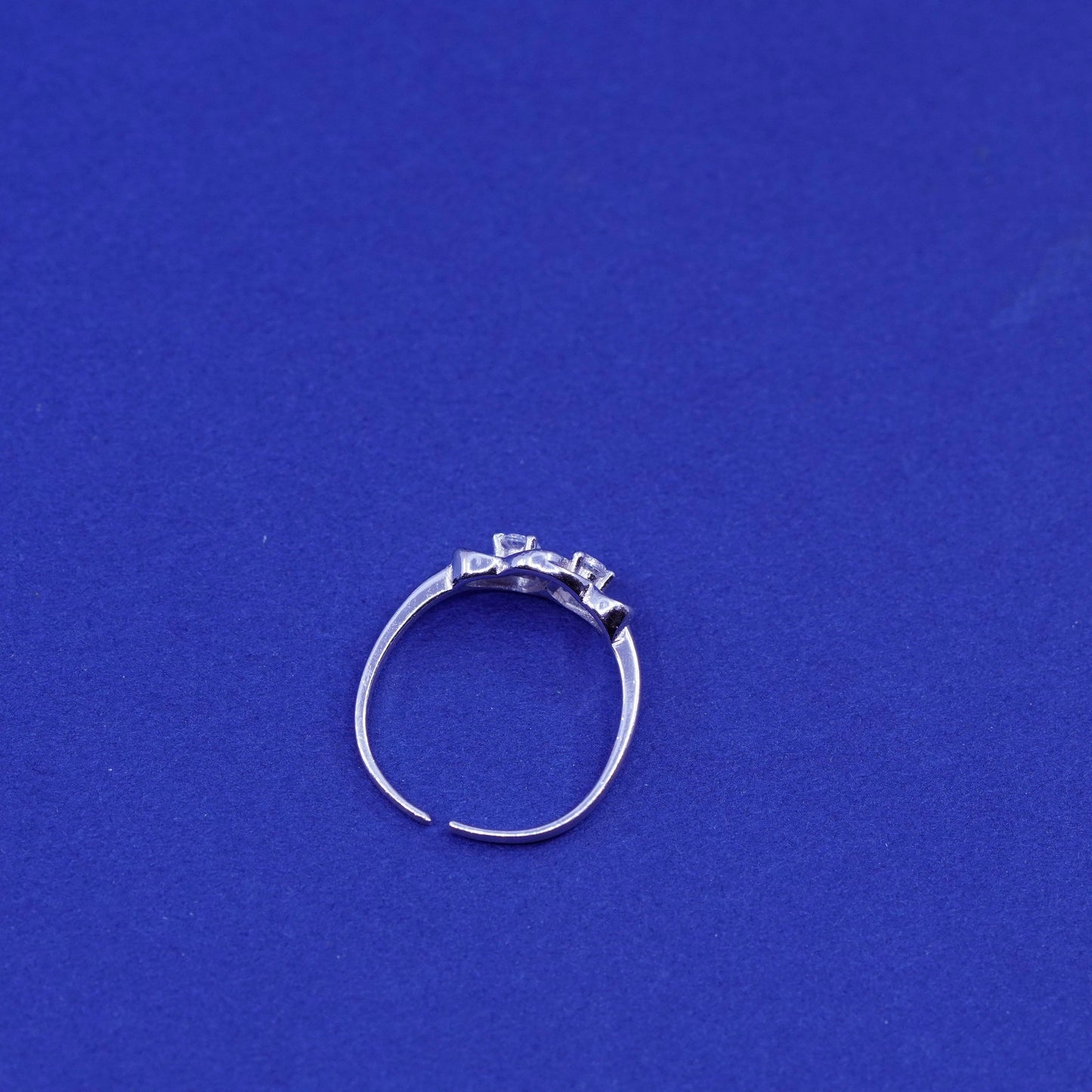 Size adjustable, vintage sterling silver handmade ring, 925 double heart band