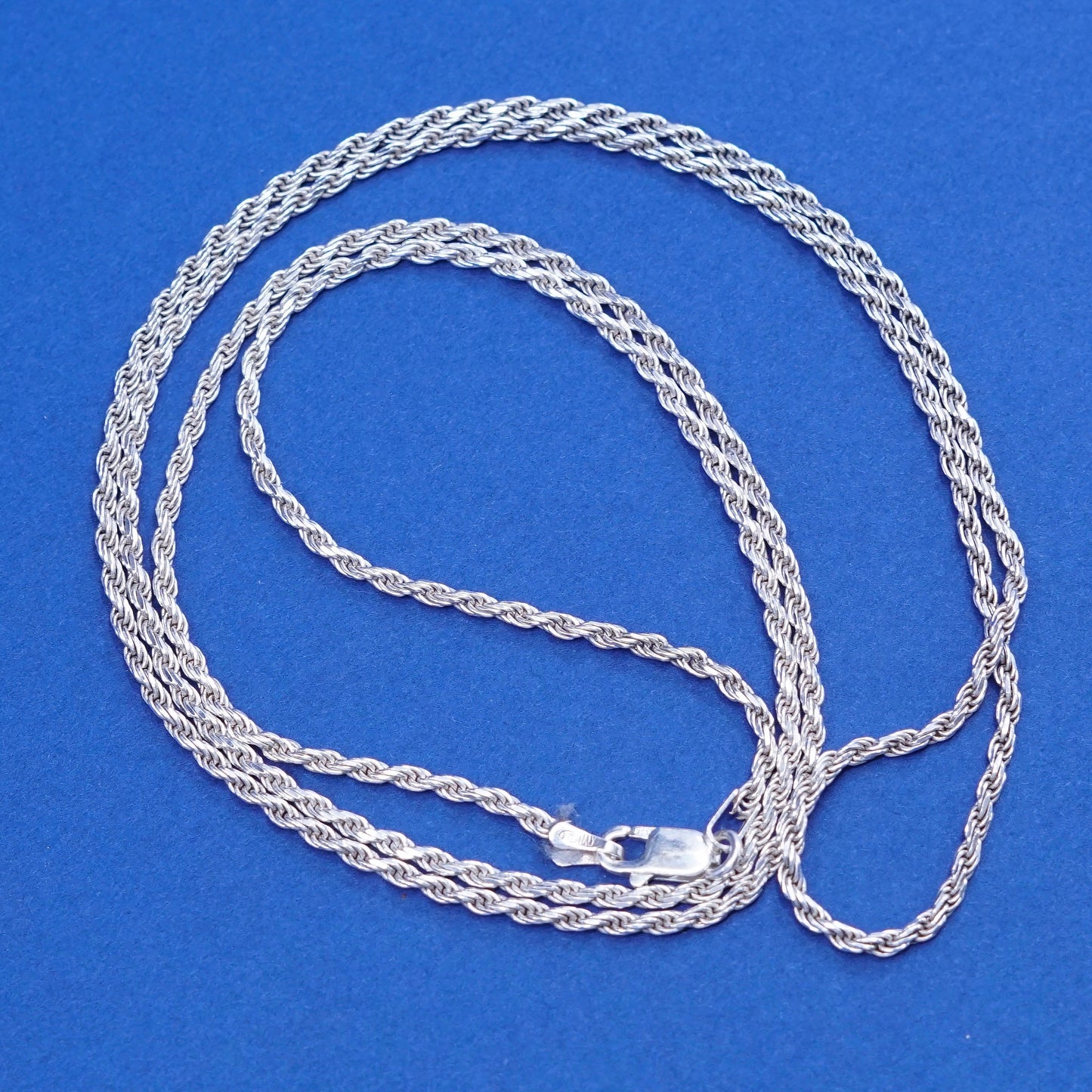 30”, 2mm, vintage Sterling silver handmade necklace, 925 diamond rope chain