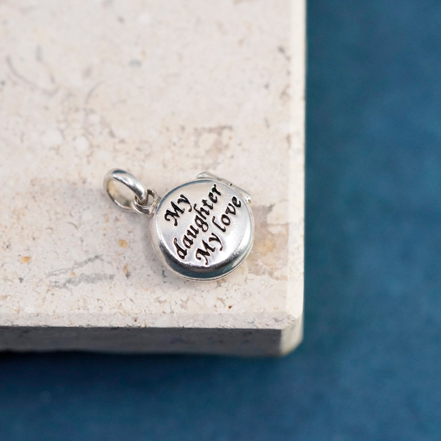 sterling silver handmade pendant, 925 photo locket charm “my daughter my love