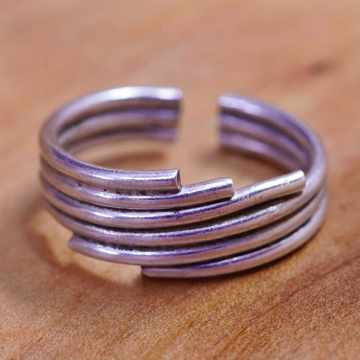 Size 2.75, vintage Sterling silver handmade ring, 925 band, open end