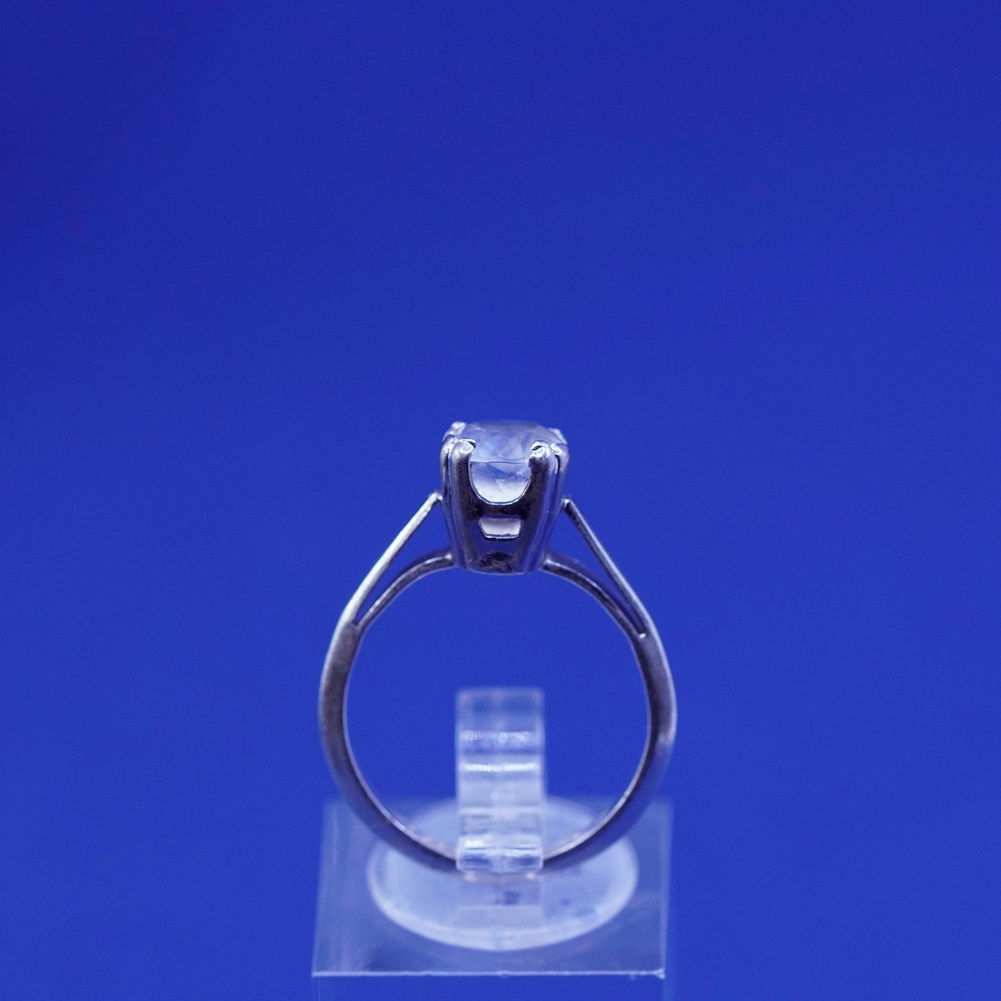 Size 6.75, ESPO sterling 925 silver ring w/ crystal anniversary engagement ring