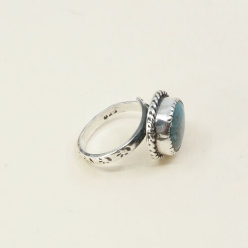 Sz 9, Vintage Zuni Sterling Silver W/ Turquoise N Cable Around, Navajo, 925