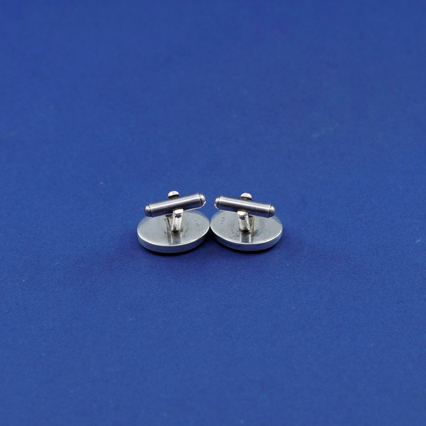 sterling silver Handmade hematite Roman soldier oval cufflink, 925 cuff link