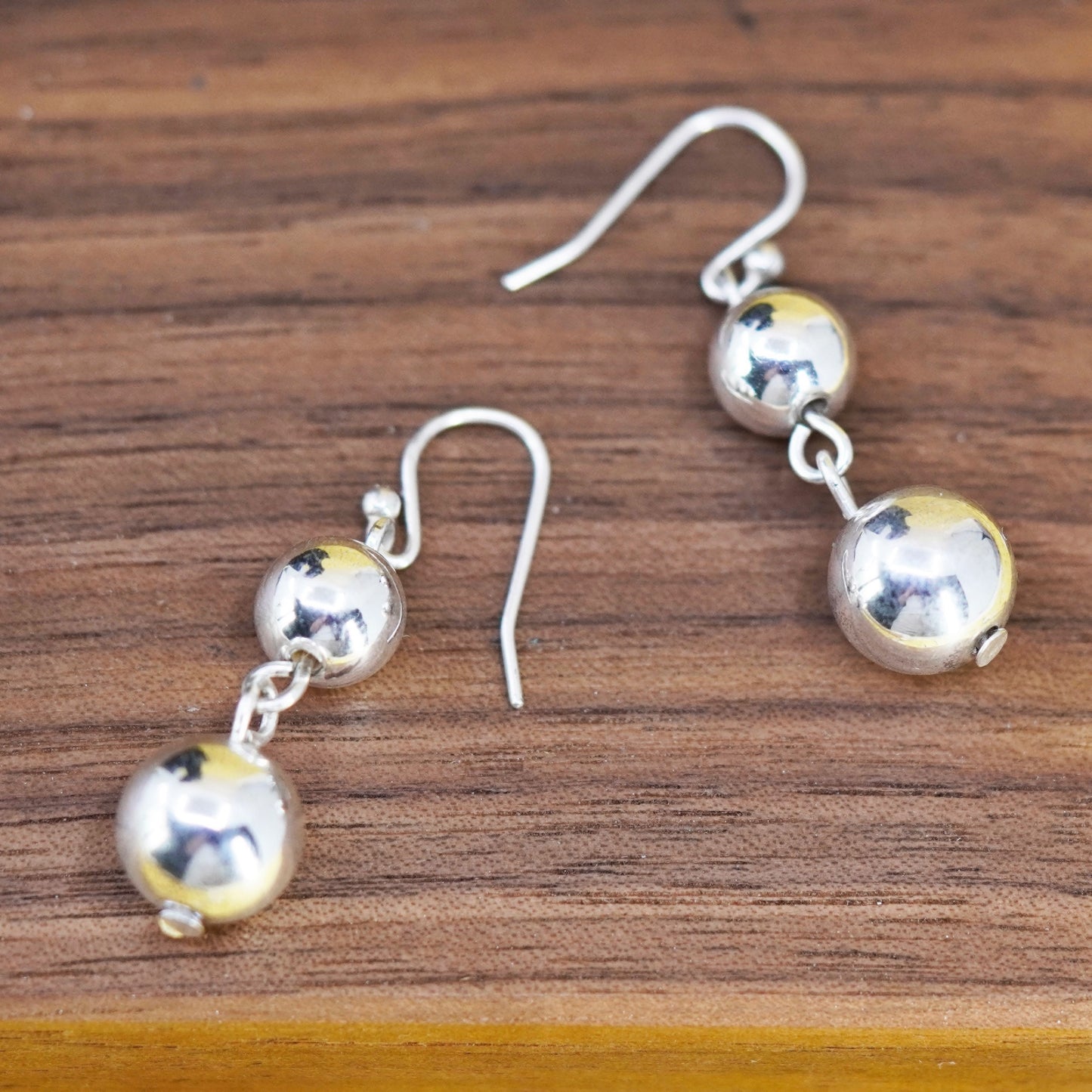 Vintage Sterling silver handmade earrings, 925 beads drops