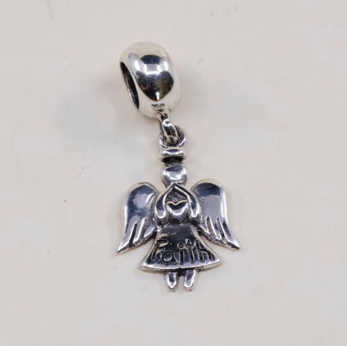 Vintage Sterling 925 Silver Handmade Angel With Wings And Embossed “faith”